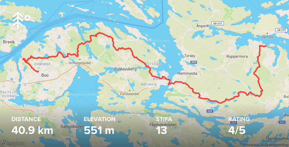 Booleden + Värmdöleden Trail Route